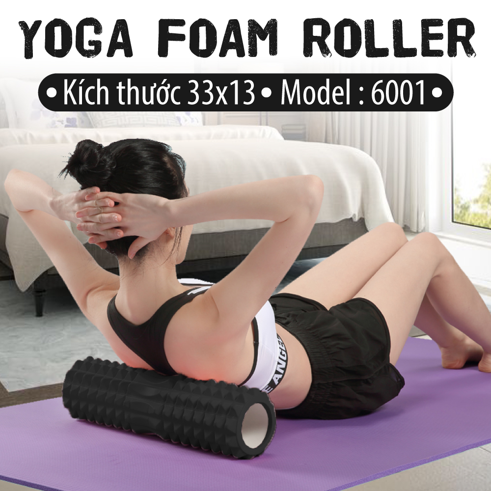 BG Con Lăn Massage Ống Lăn Dãn Cơ Foam Roller Tập Gym, Yoga, Thể Hình BLACK