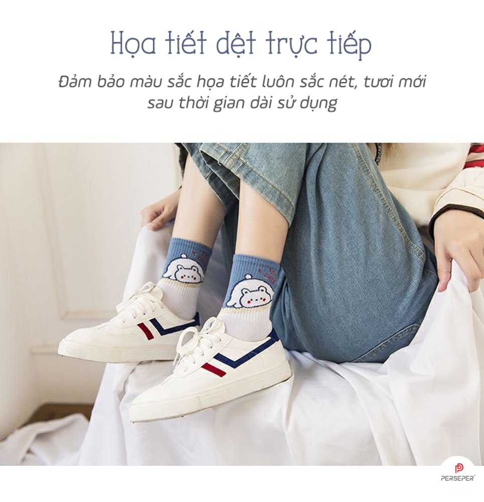 Combo 6 tất vớ nữ cổ cao xanh dương