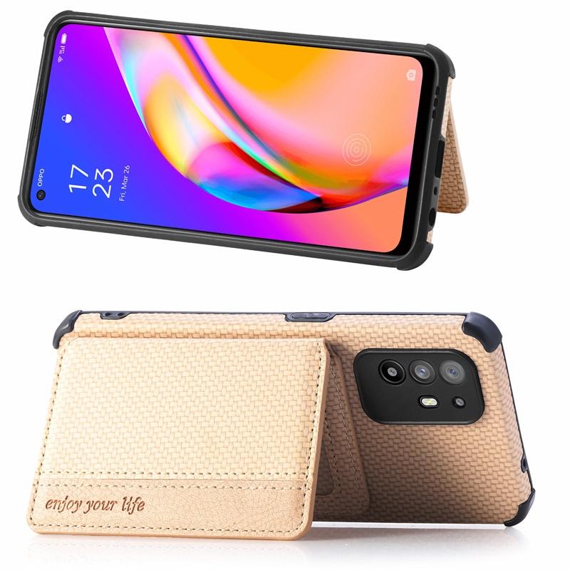 Ốp điện thoại TPU mềm màu trơn họa tiết đan chéo có ngăn đựng thẻ cho OPPO A94 5G A94 4G F19 Pro