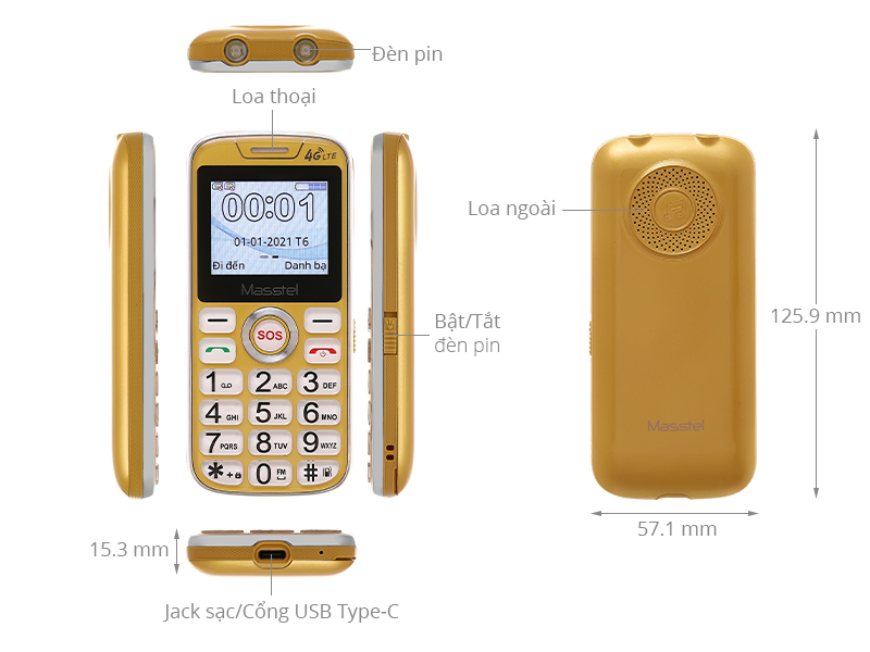 Điện thoại Masstel FAMI 60 4G - Hàng chính hãng, Nguyên Seal