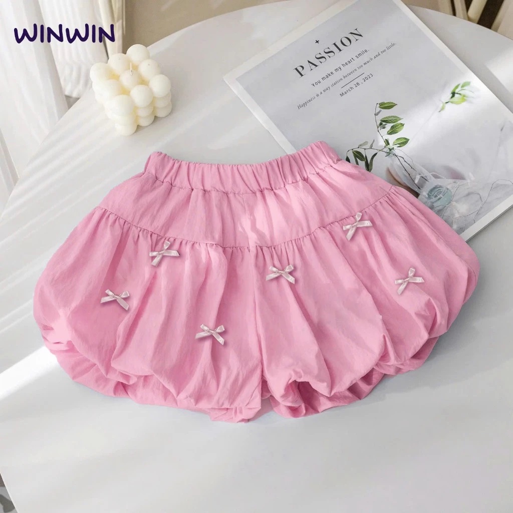 Quần Bí Bé Gái, Quần Sọt Bí Kate Hàn Đính Nơ Hotrend Dễ Thương Từ 12-45kg Dành Cho Bé Gái