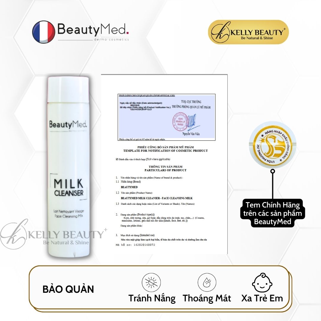 Sữa Rửa Mặt Cho Da Khô, Nhạy Cảm BeautyMed Milk Cleanser | Kelly Beauty