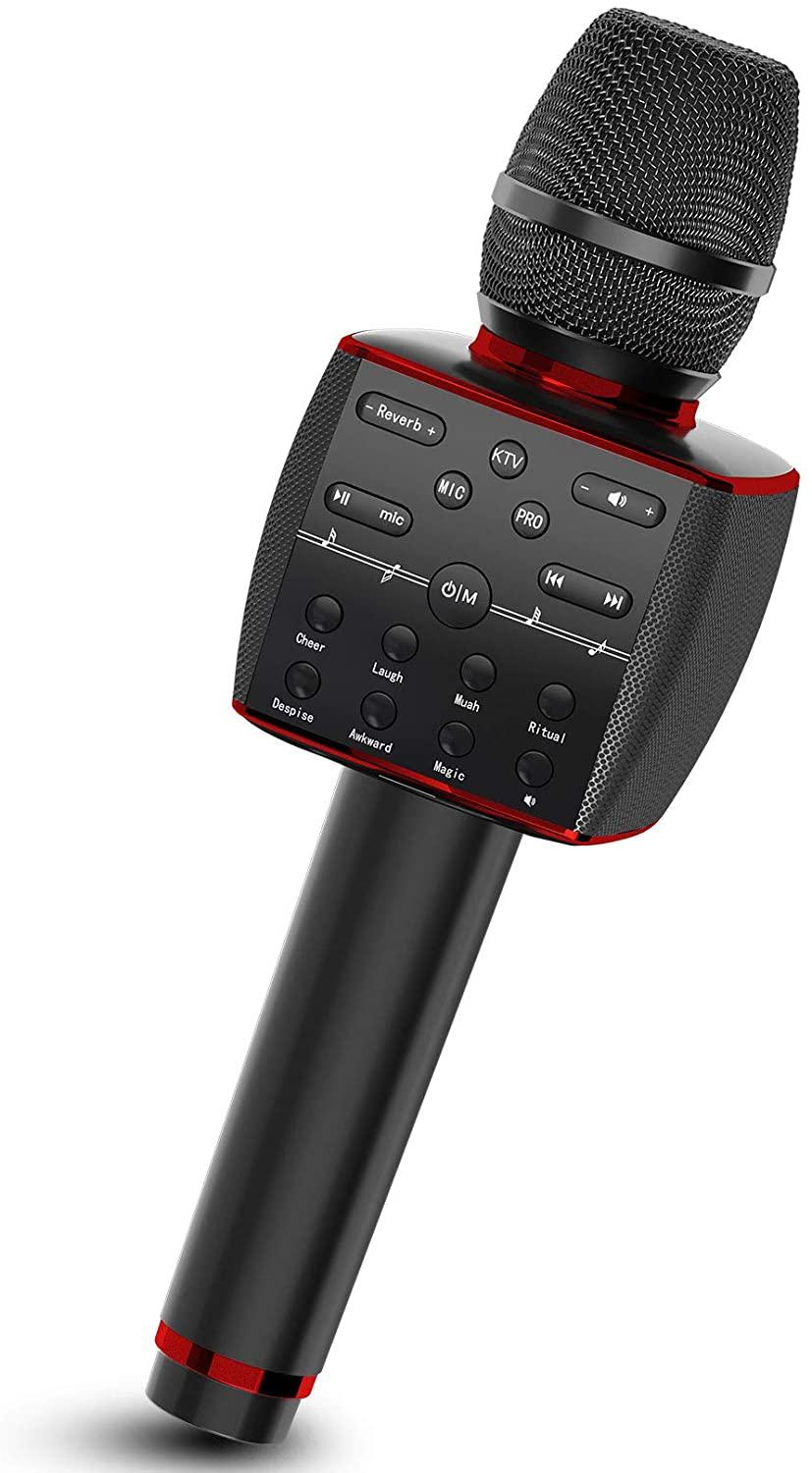 Micrô Karaoke không dây Bluetooth Chuyên nghiệp Mic Chuyên nghiệp Máy hát di động cho điện thoại/TV/loa/loa KTV Màu: Đen