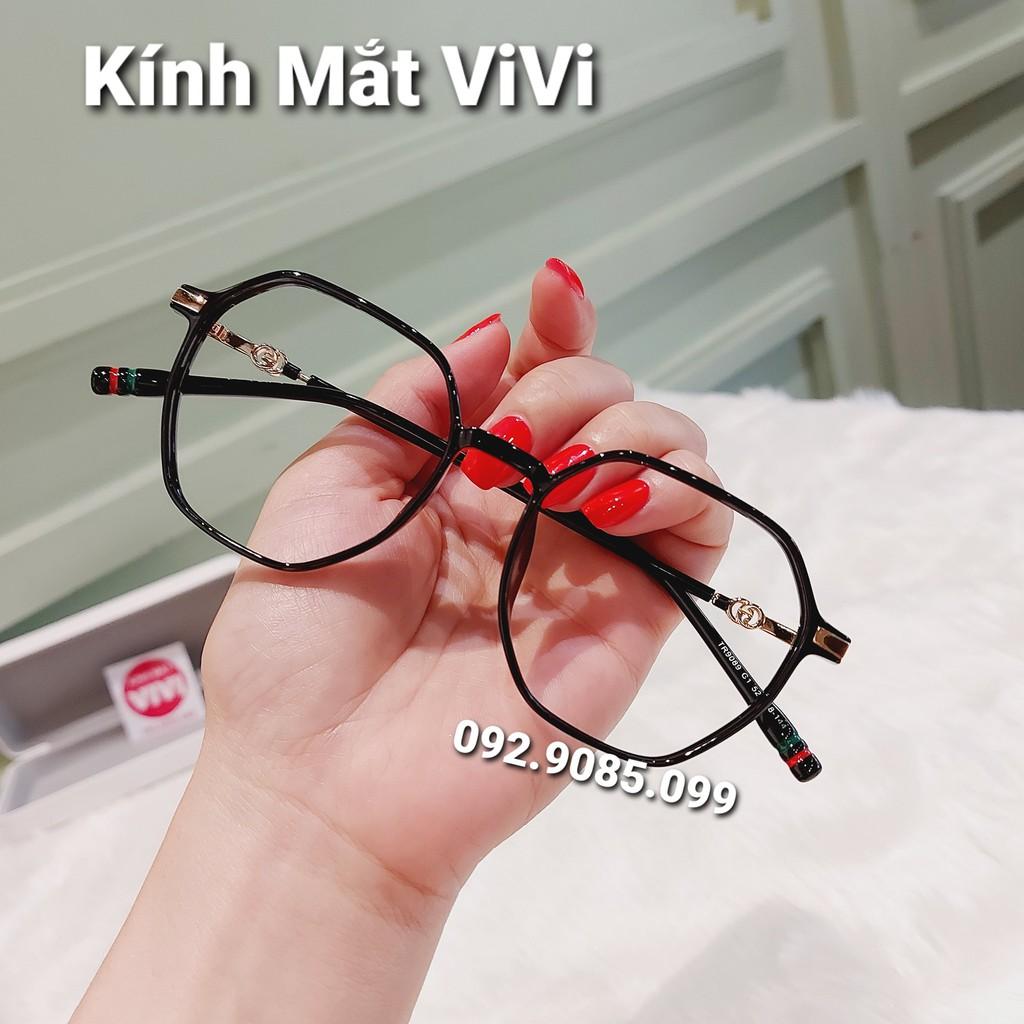 Gọng kính cận nam nữ dáng đa giác V9089 chất liệu nhựa cốt kim loại, nhận cắt cận viễn loạn Kính mắt ViVi