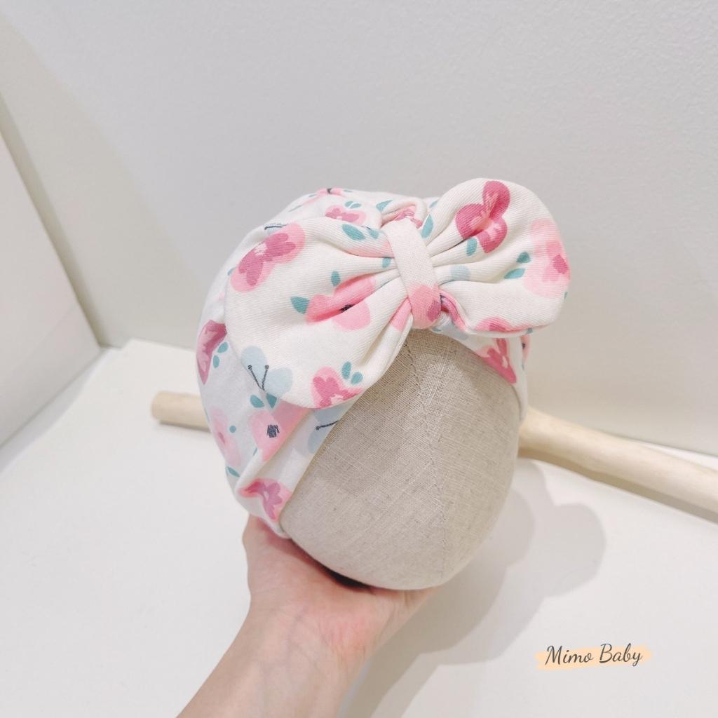 Mũ turban họa tiết hoa màu hồng tím vintage xinh xắn cho bé gái MTB165 Mimo Baby