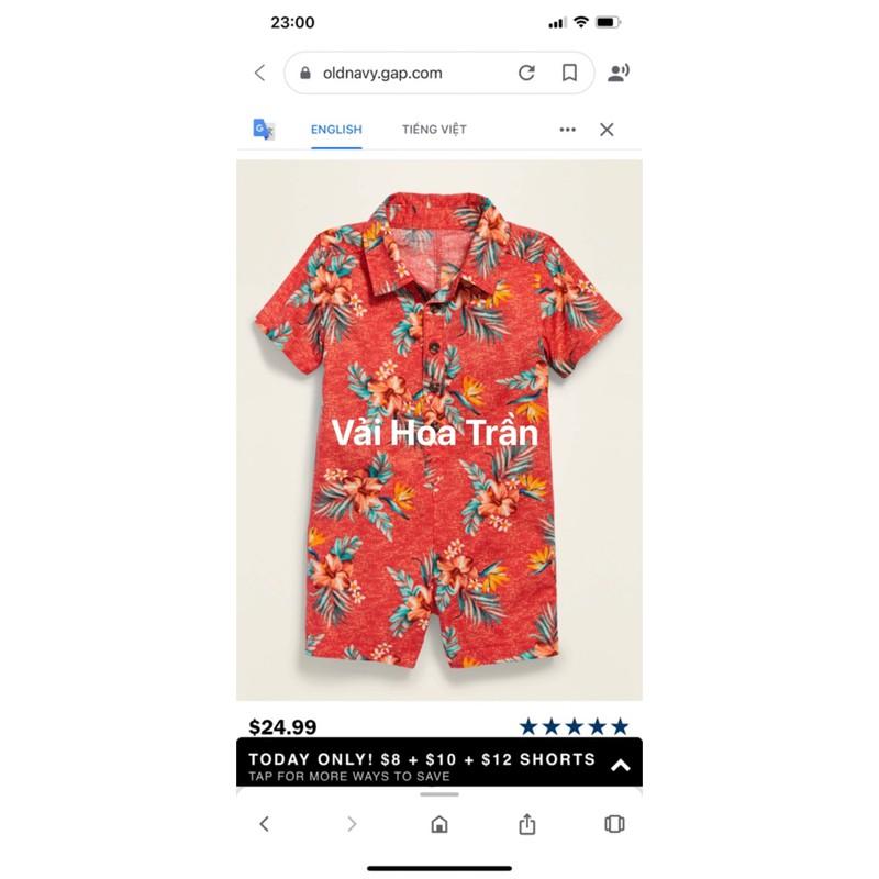 vải thô hoa đỏ cam hãng Oldnavy