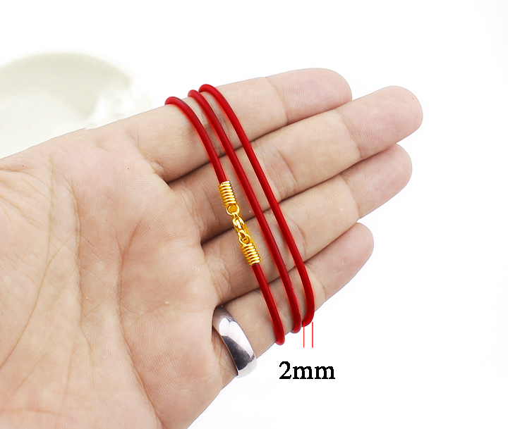 Dây chuyền cao su màu đỏ may mắn 2mm khóa lò xo nhiều size dễ chọn