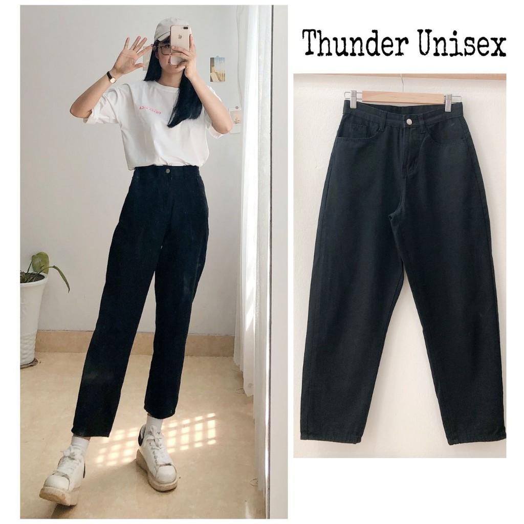 Quần Jean Nữ Dáng Baggy Ống Suông Basic ThunderUnisex Chất Vải Dày Dặn Mềm Mại Phong Cách Ulzzang Fullsize