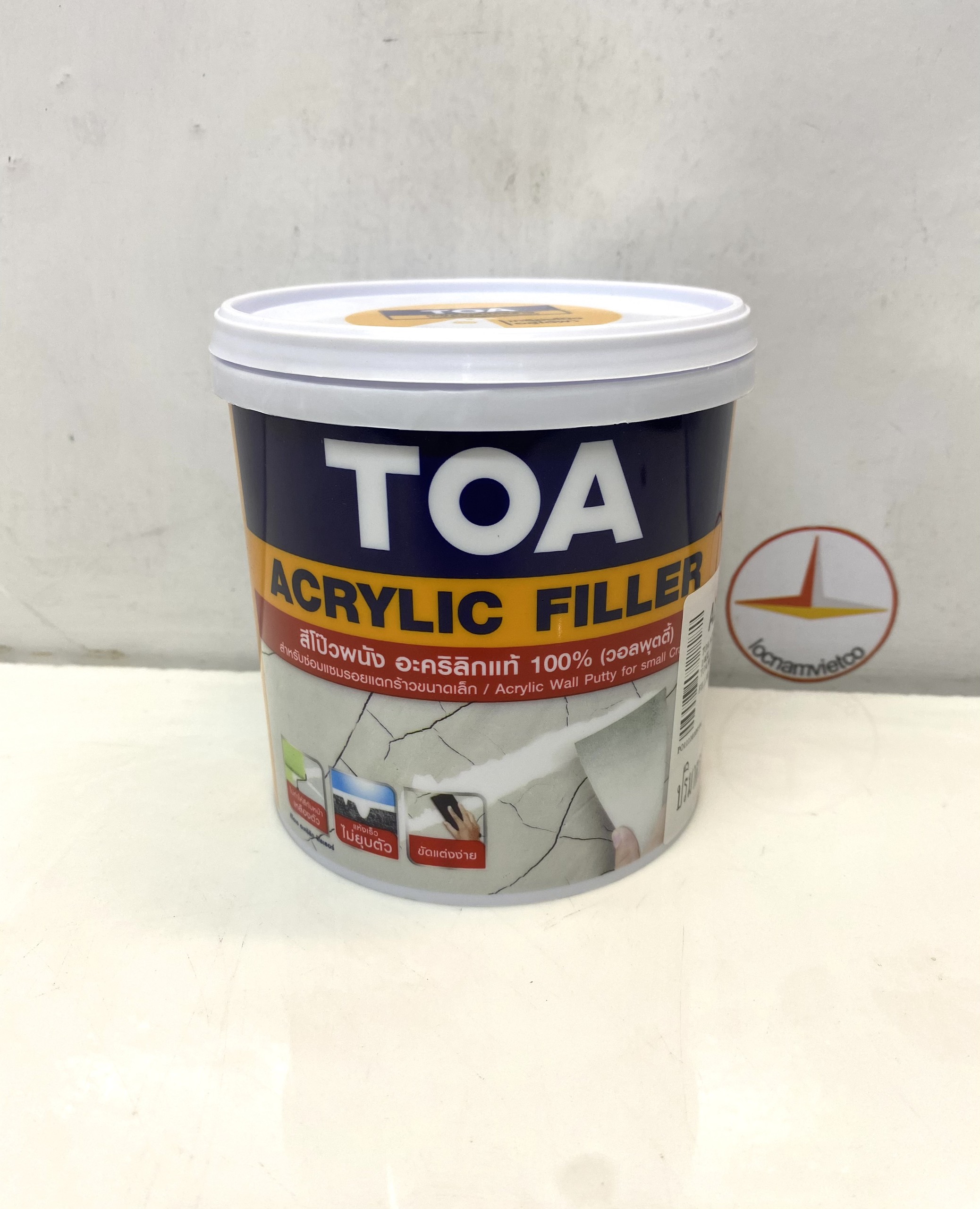Keo xử lý nứt tường, trám vá lỗ đinh TOA Acrylic Filler 1 kg/Lon