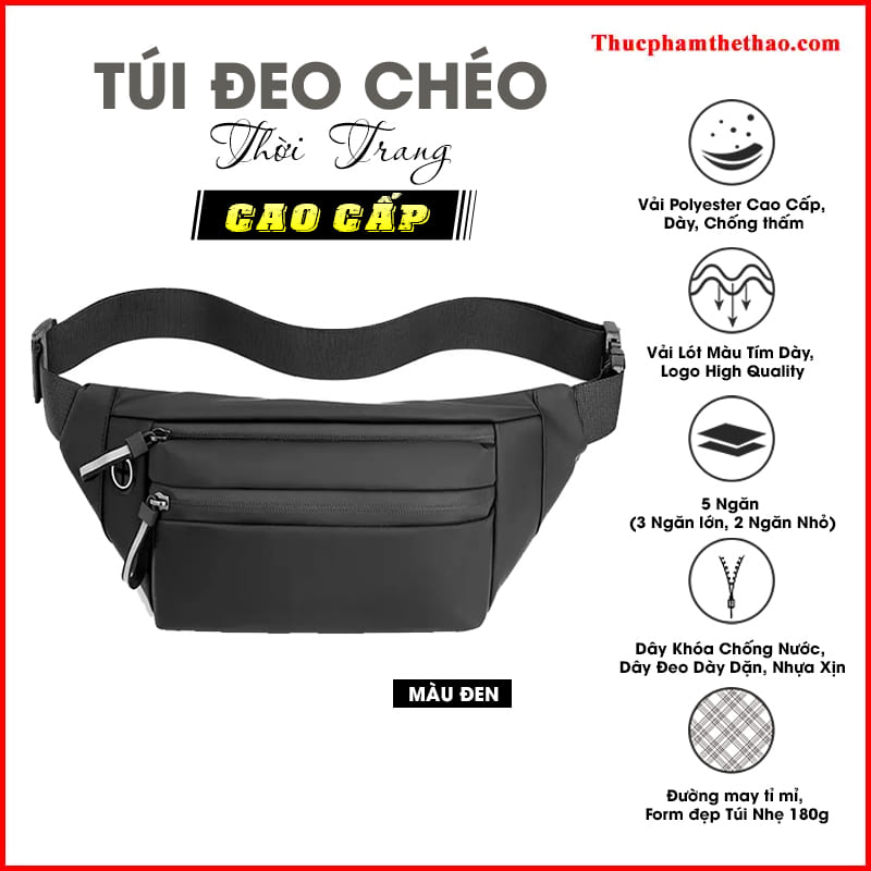 Túi Đeo Chéo TC Sport Unisex, Chất Liệu Cao Cấp, Siêu Nhẹ, Chống Nước, Thiết Kế Ngăn Rộng Rãi, Nhiều Kiểu Đeo