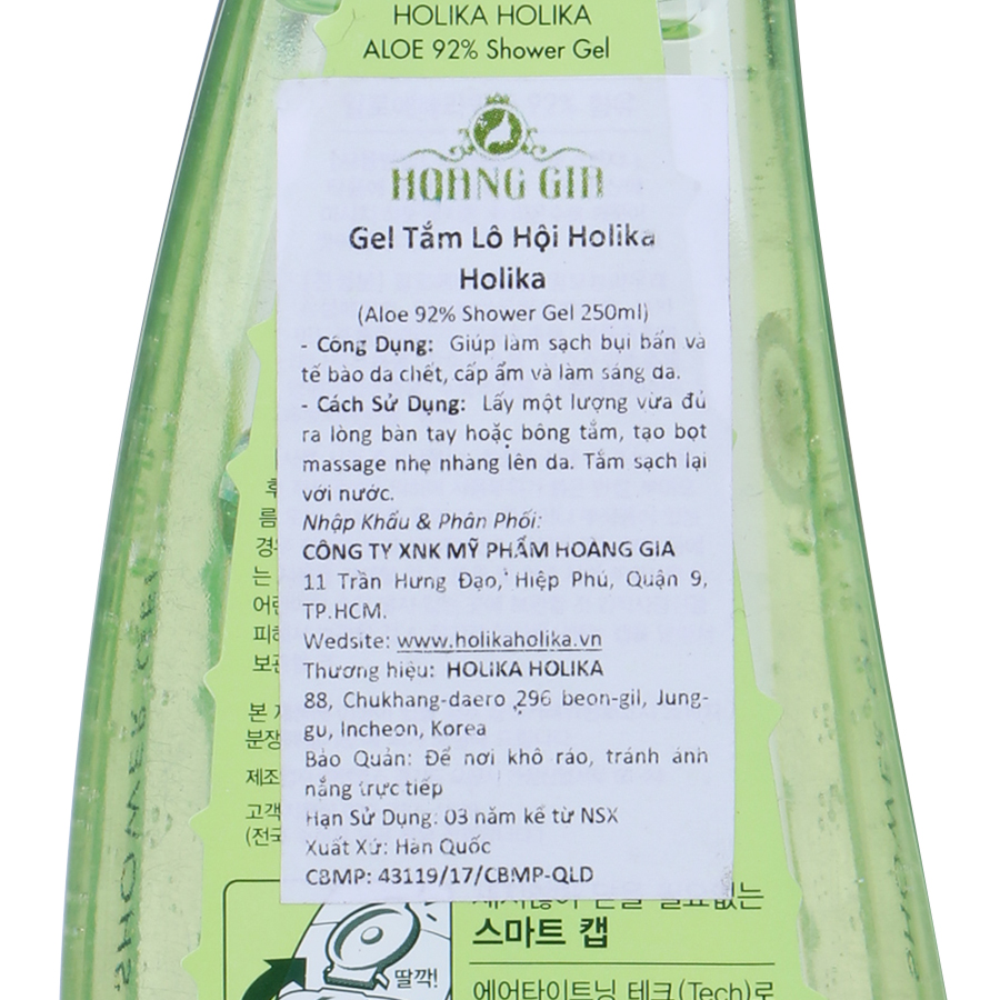 Sữa Tắm Dưỡng Da Lô Hội Dạng Gel Holika Holika Aloe 92% Shower Gel - 250ml