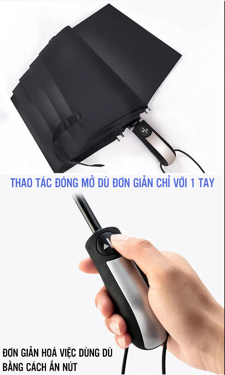 Ô dù mở gập tự động 10 nan 10 xương cao cấp che mưa che nắng loại 2 người đường kính che 104cm