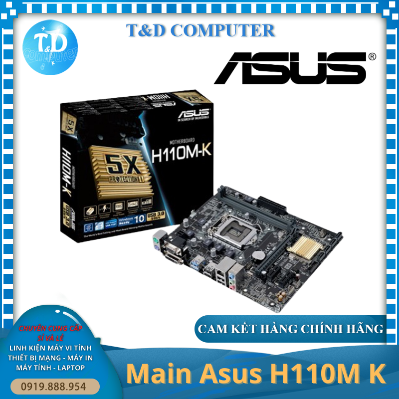 Mainboard Asus H110M K (Socket 1151, DVI+VGA DDR4) - Hàng chính hãng Viết Sơn phân phối