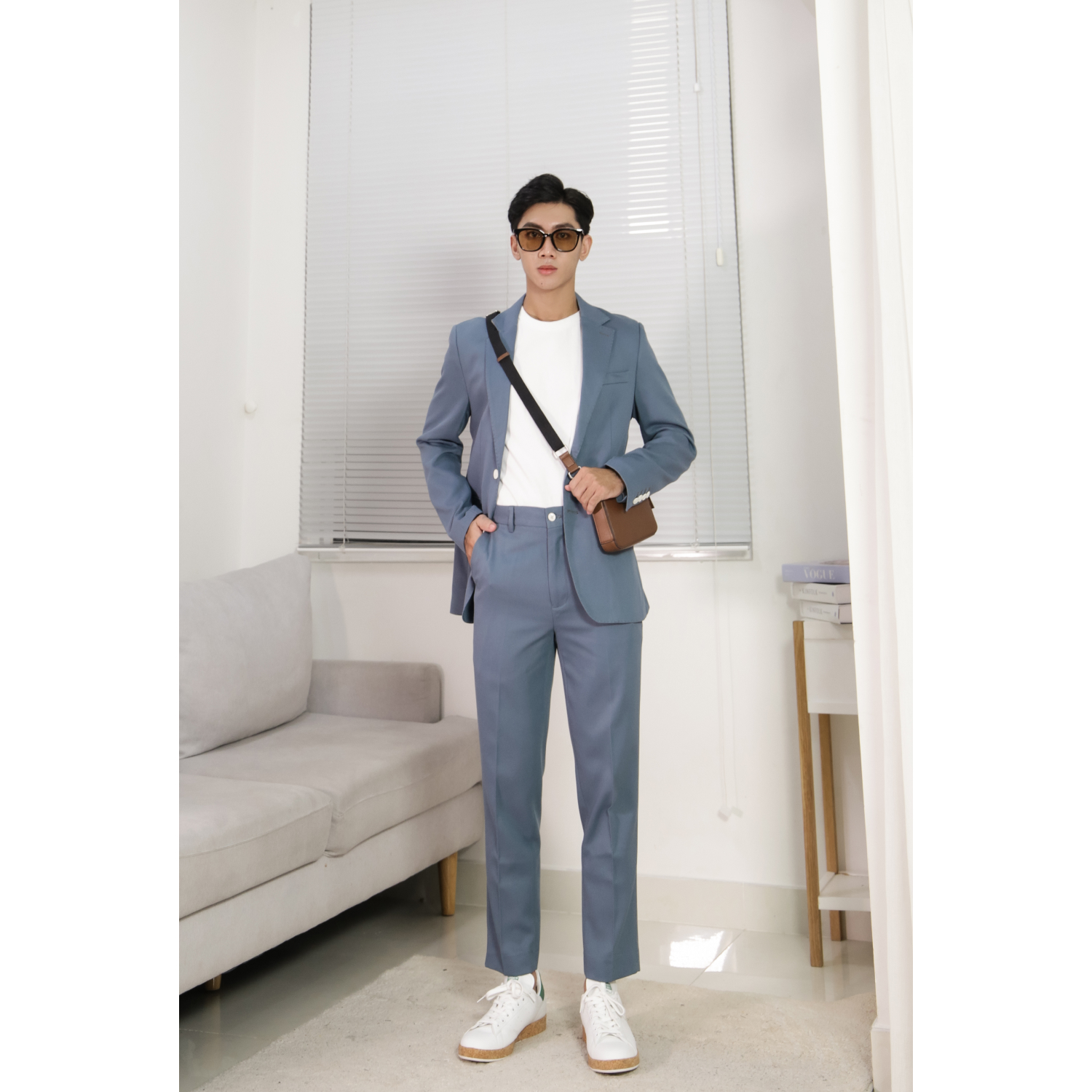 Áo suit vest công sở may đo, thiết kế hai hàng khuy đơn viền tròn, BASIC-JACKET-6 kiểu dáng Slim Fit, phong cách thanh lịch - HY.WO