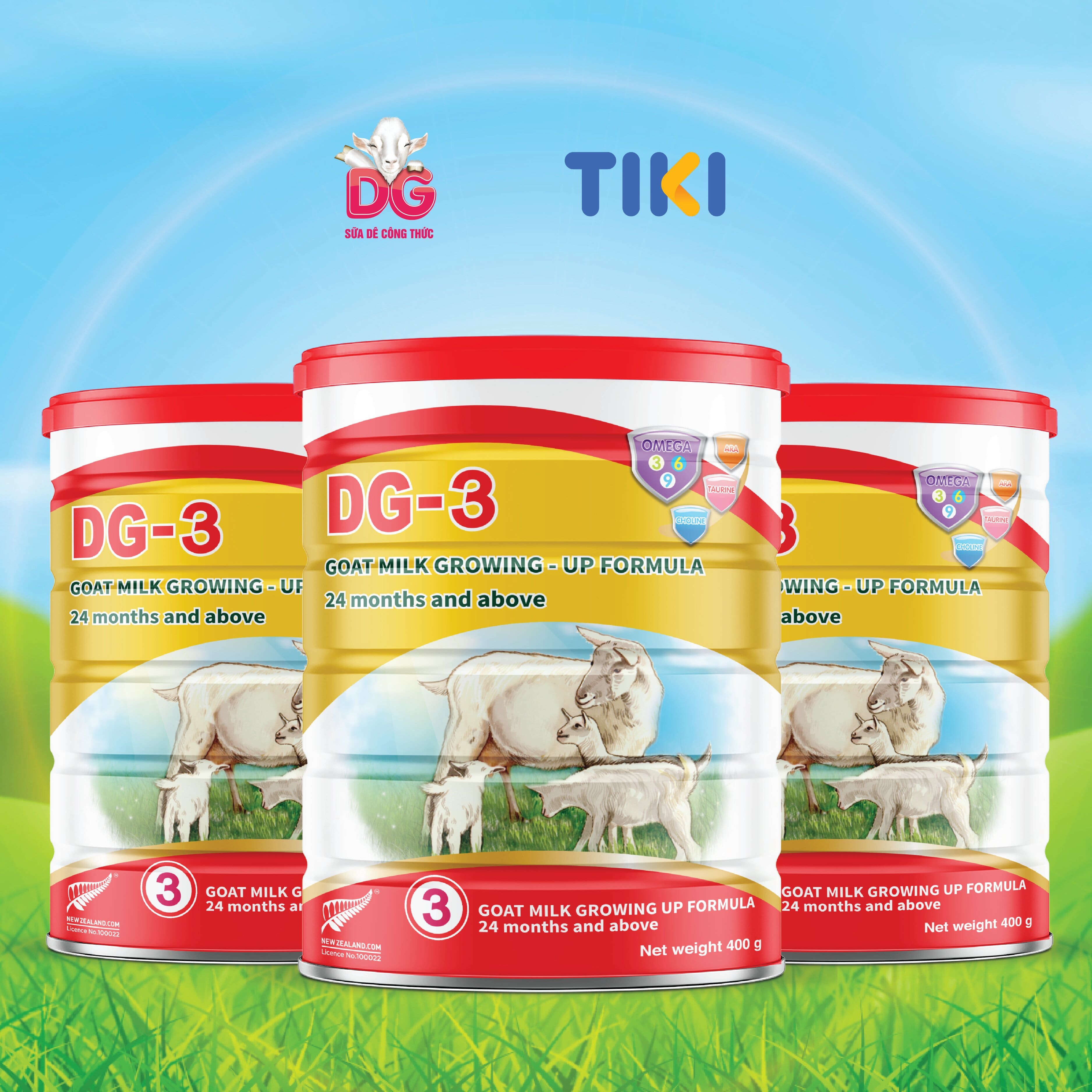[Tặng 1 Lon DG-3 400g] Combo 4 Lon Sữa Dê Công Thức DG-3 400g