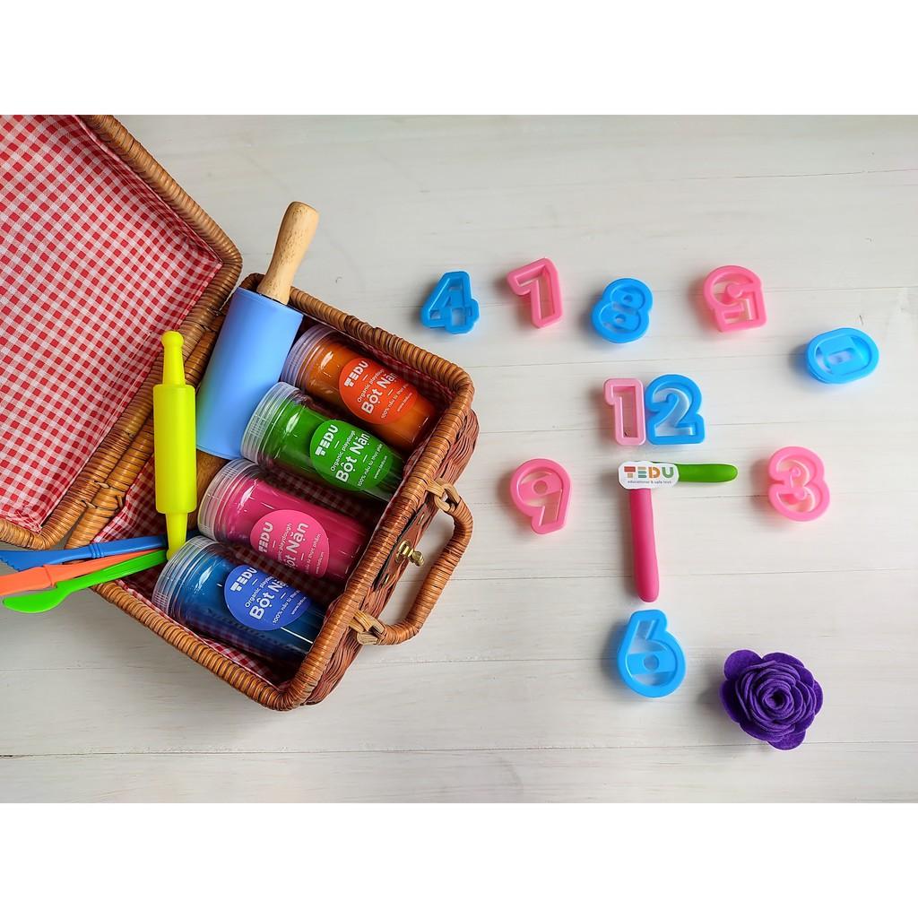 BỘ 10 KHUÔN ẤN SỐ ĐẾM chơi kèm bột nặn đất nặn an toàn TEDU