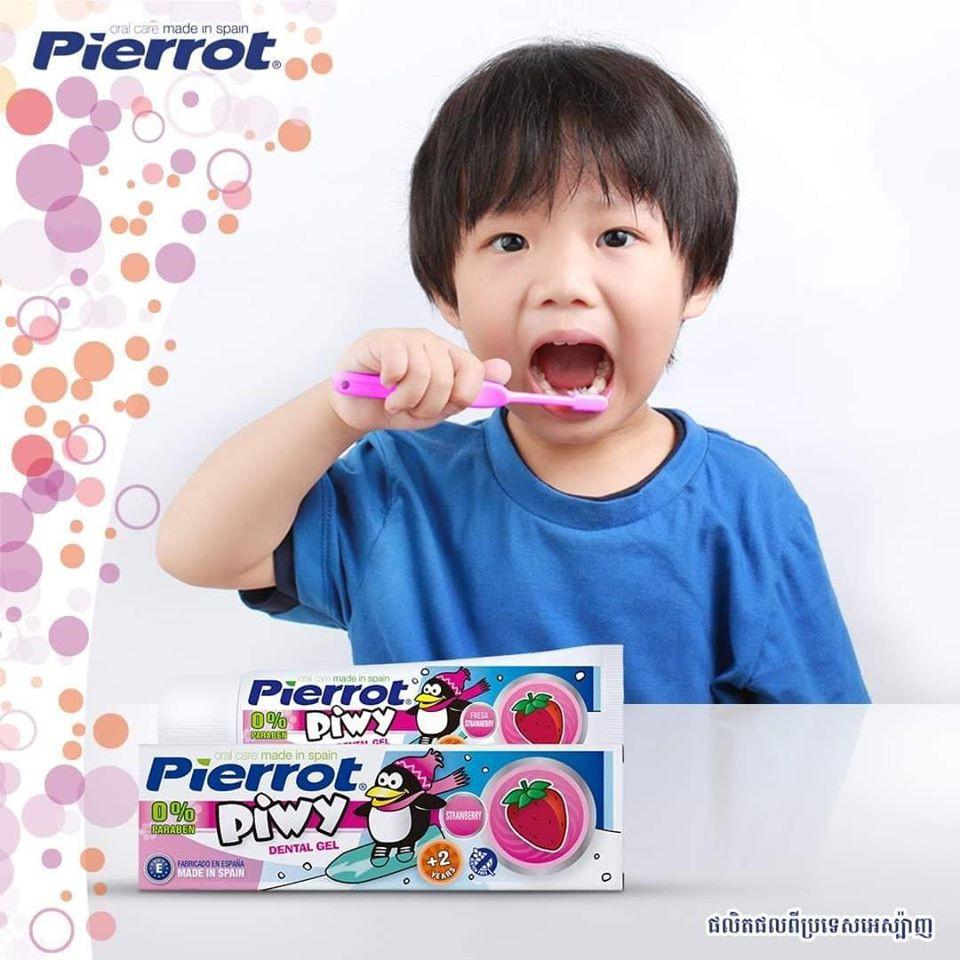 [Tặng 1 hộp tăm răng ] Kem đánh răng hương dâu cho trẻ em Pierrot Piwy 75ml