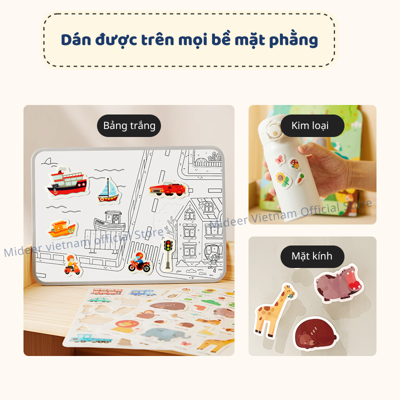 Miếng dán dùng nhiều lần Mideer Reusable Jelly Sticker Set dán được trên nhiều bề mặt,đồ chơi thủ công cho bé