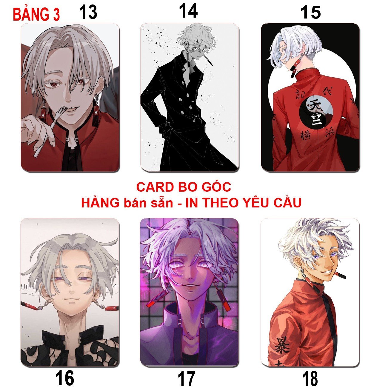 Card hình Kurokawa izana Tokyo Revengers 6 ảnh khác nhau/ Thẻ card Kurokawa izana Kich trường của takemiki