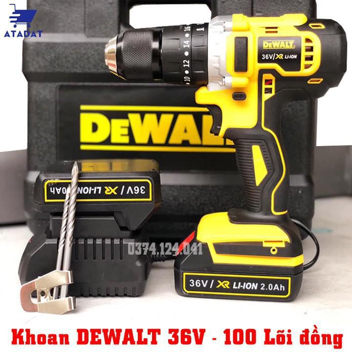 Máy Khoan Pin DEWALT 36V Có Búa - TẶNG 1 MŨI KHOAN - Khoan bê tông, Đầu kẹp 13ly - Máy Bắt Vít Động cơ 775 - Lõi Đồng