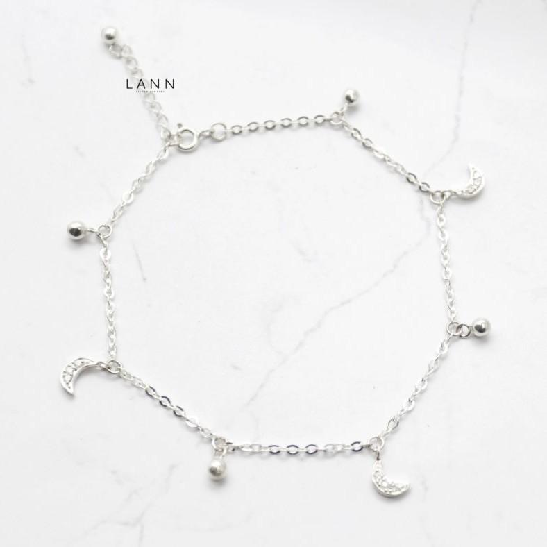 Lắc chân trăng đá mix hạt tròn cách S925 LANN