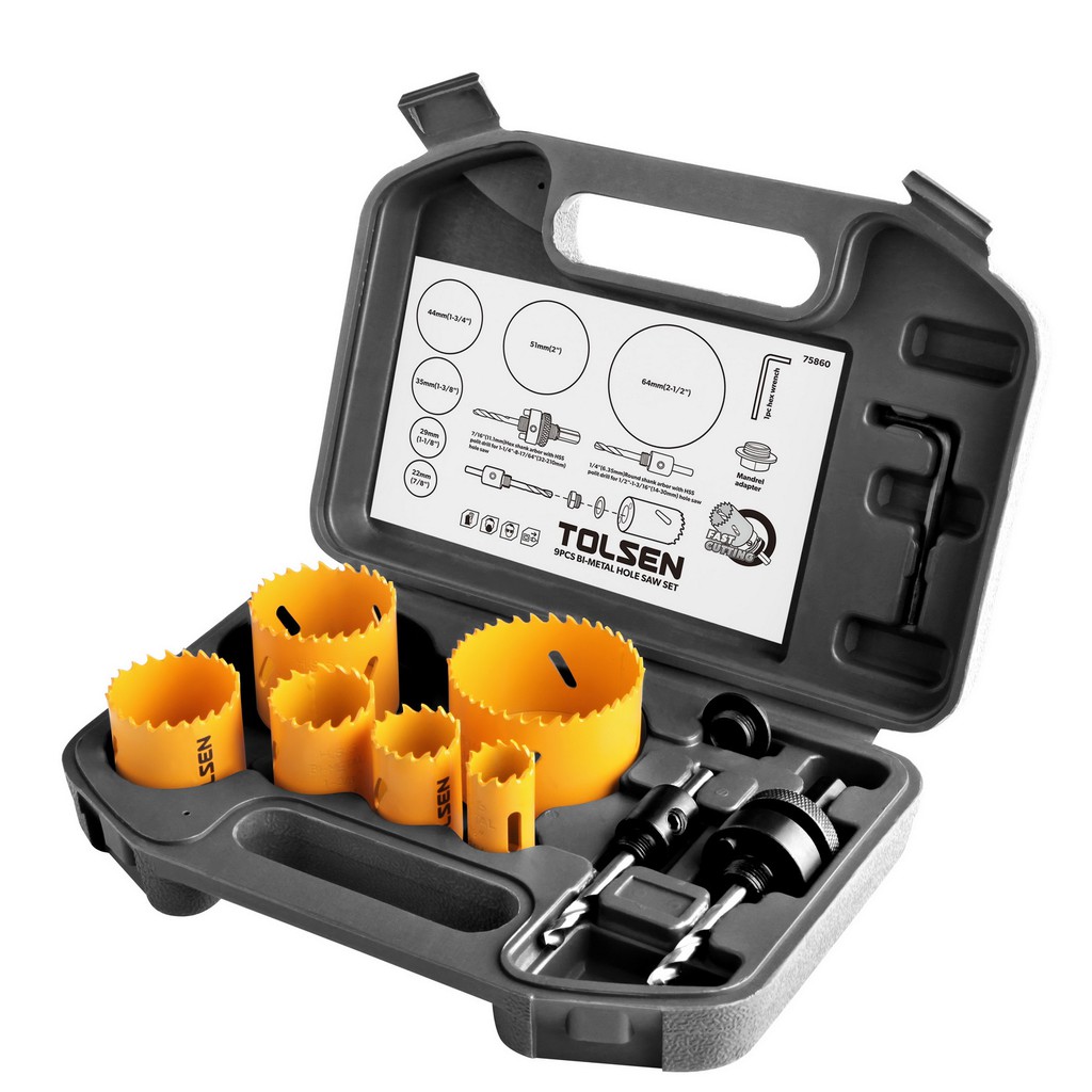 BỘ MŨI KHOET SẮT 9 MÓN TOLSEN 75860- HÀNG CHÍNH HÃNG