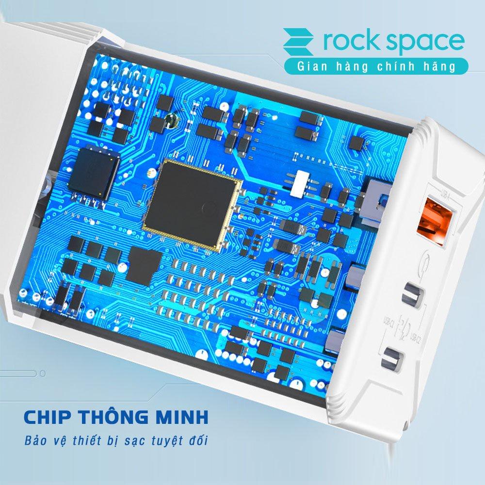 Củ sạc nhanh mini Rockspace T49 65W sạc nhanh PD,QC 3.0,sạc cho cả Laptop - Hàng chính hãng