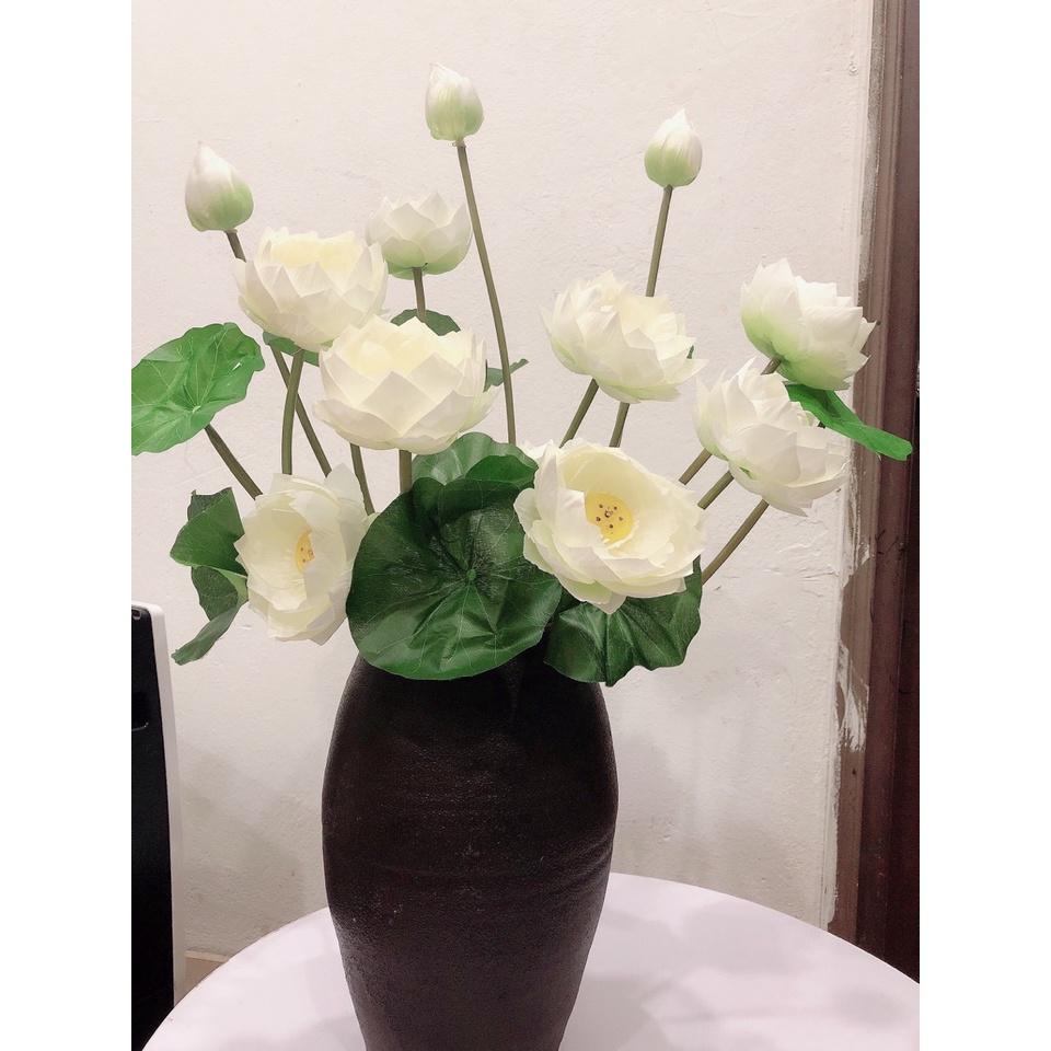Bình hoa sành Phù Lãng truyền thống cắm hoa sen siêu đẹp dùng trang trí nhà cửa, nhà hàng, khách sạn