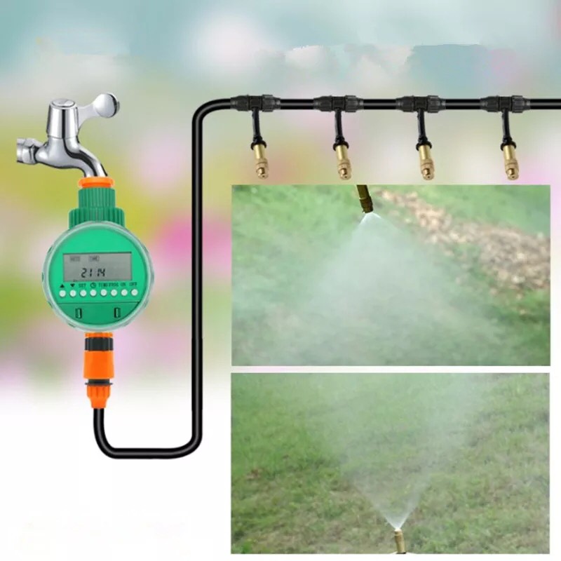 BỘ KIT PHUN SƯƠNG 10 ĐẦU PHUN SƯƠNG ĐỒNG ỐNG 8/11MM KÈM VAN HẸN GIỜ