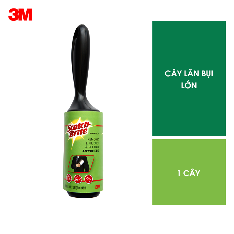 Cây lăn bụi Scotch - Brite 3M 30 lớp đa năng, lớp keo siêu dính, lấy sạch mọi vết bẩn hiệu quả 863R -30