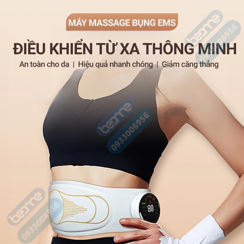 ￼Máy Massage tan Mỡ Bụng Xung Điện EMS Beame BM-B48, Đai Massage Lưng Bụng Rung Nhiệt Giảm Đau Bụng Kinh