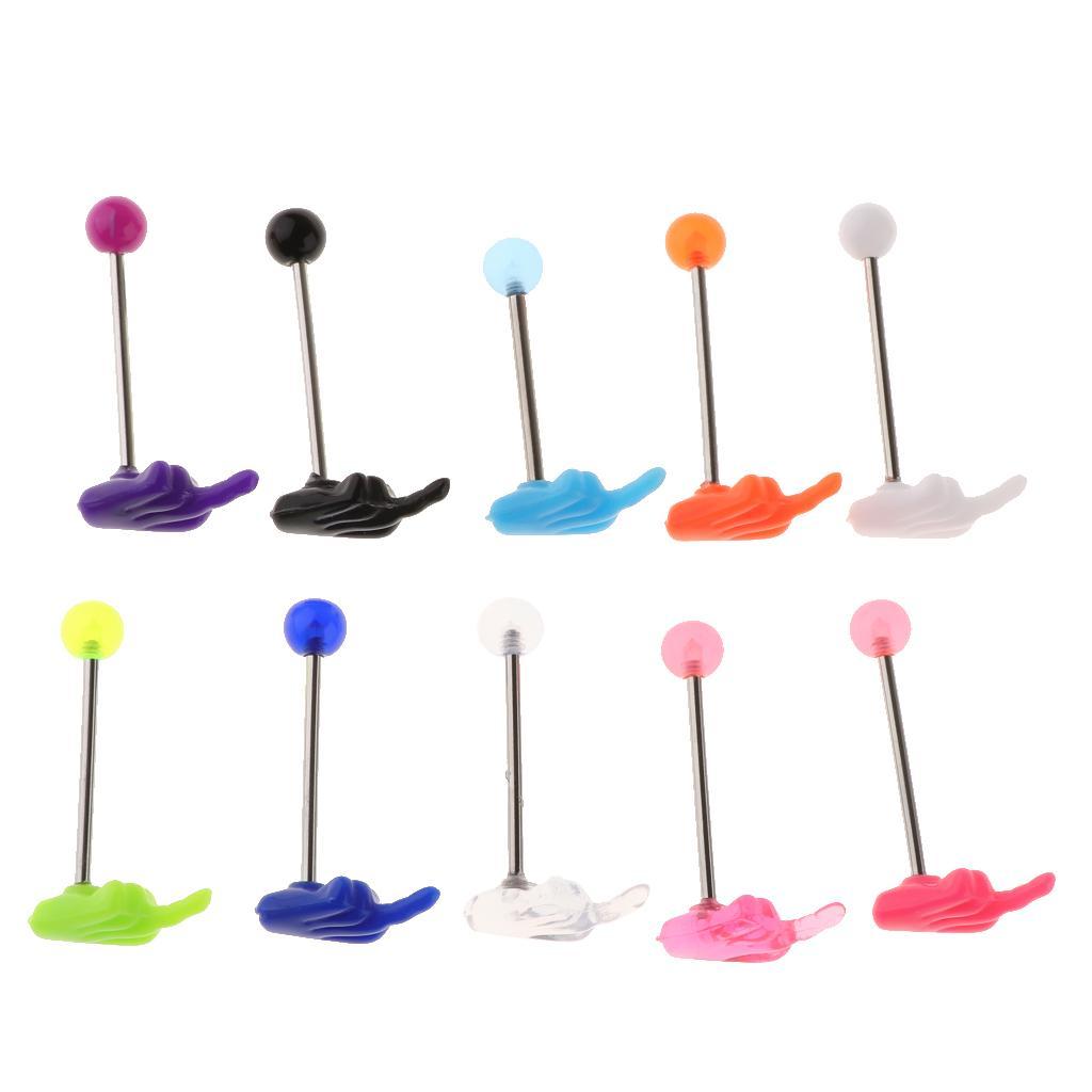 10Pcs Stainless Steel Lip Chin Labret Bar Stud Piercing