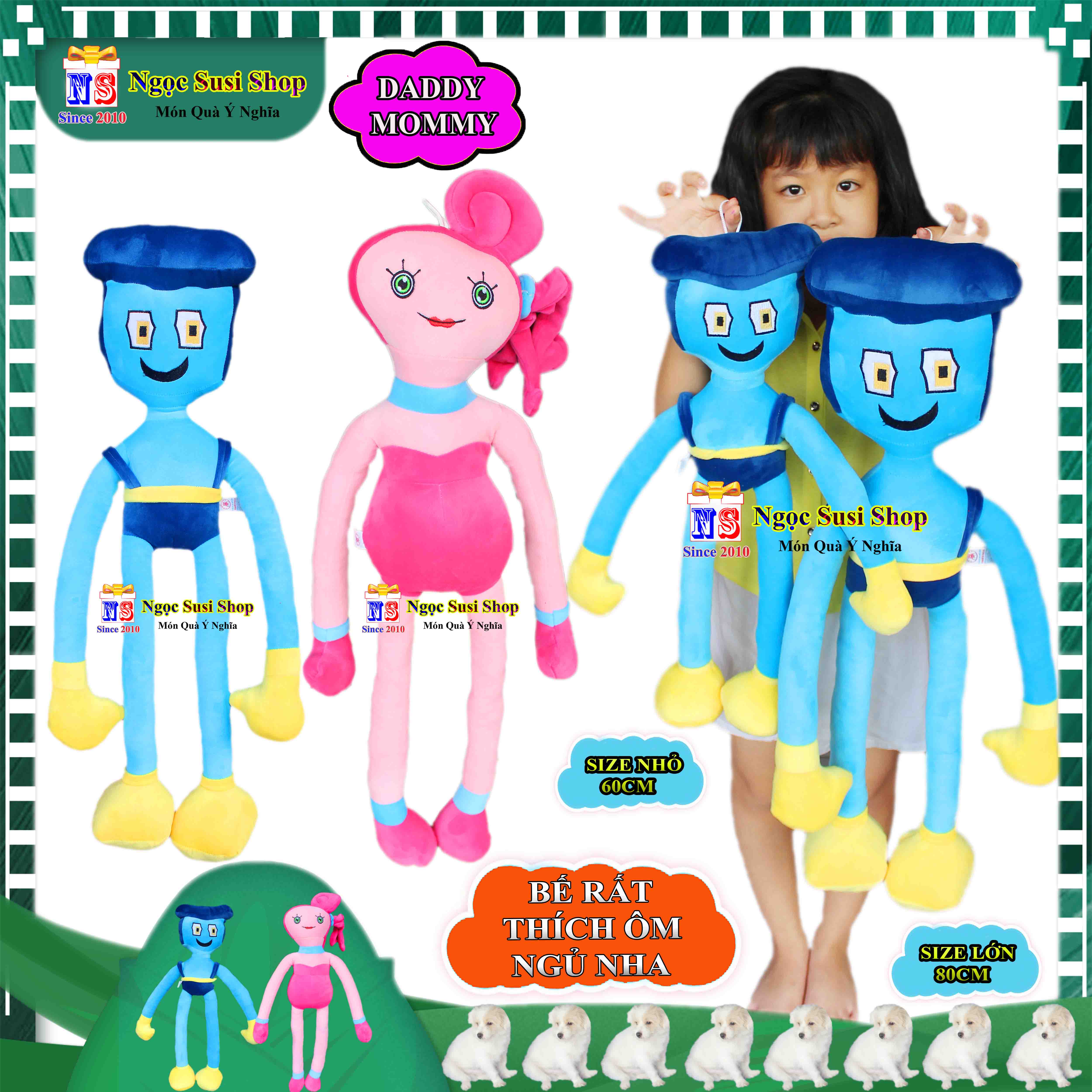 GỐI ÔM THÚ BÔNG MOMMY LONG LEGS DADDY LONG LEGS HUGGY POPPY SIÊU ĐÁNG YÊU CHO BÉ ÔM NGỦ - THÚ BÔNG MOMMY DADDY