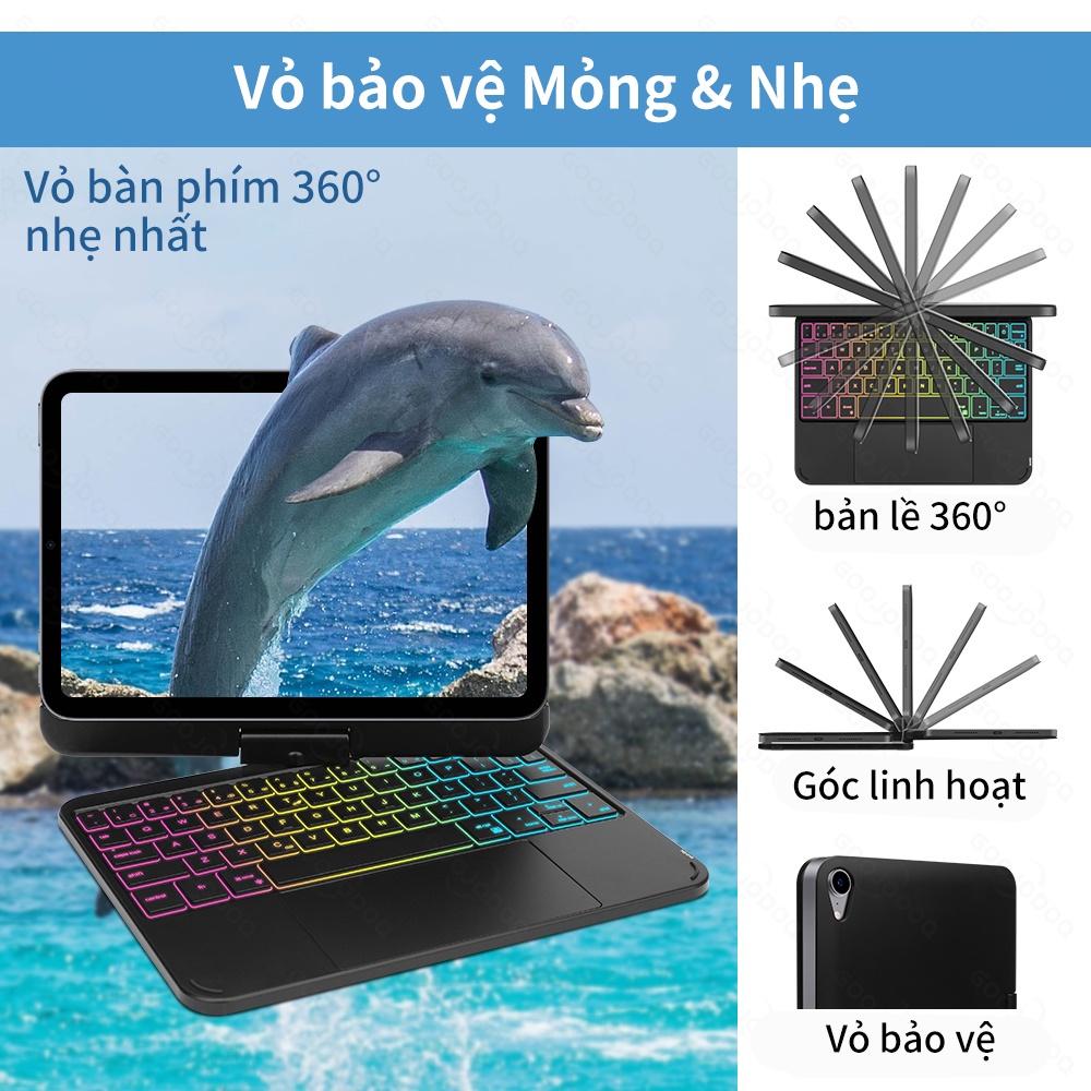 [HÀNG CHÍNH HÃNG GOOJODOQ] A1863 - Bàn Phím Không Dây Dành Cho iPad Mini 6 Có Ốp Lưng Từ Tính Có Đèn Nền Bàn Phím Xoay