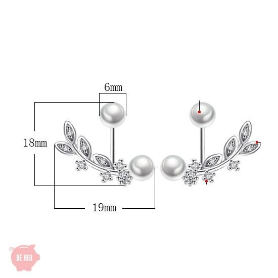 Bông tai ngọc đôi nạm đá nhân tạo chiếc lá BHBT126