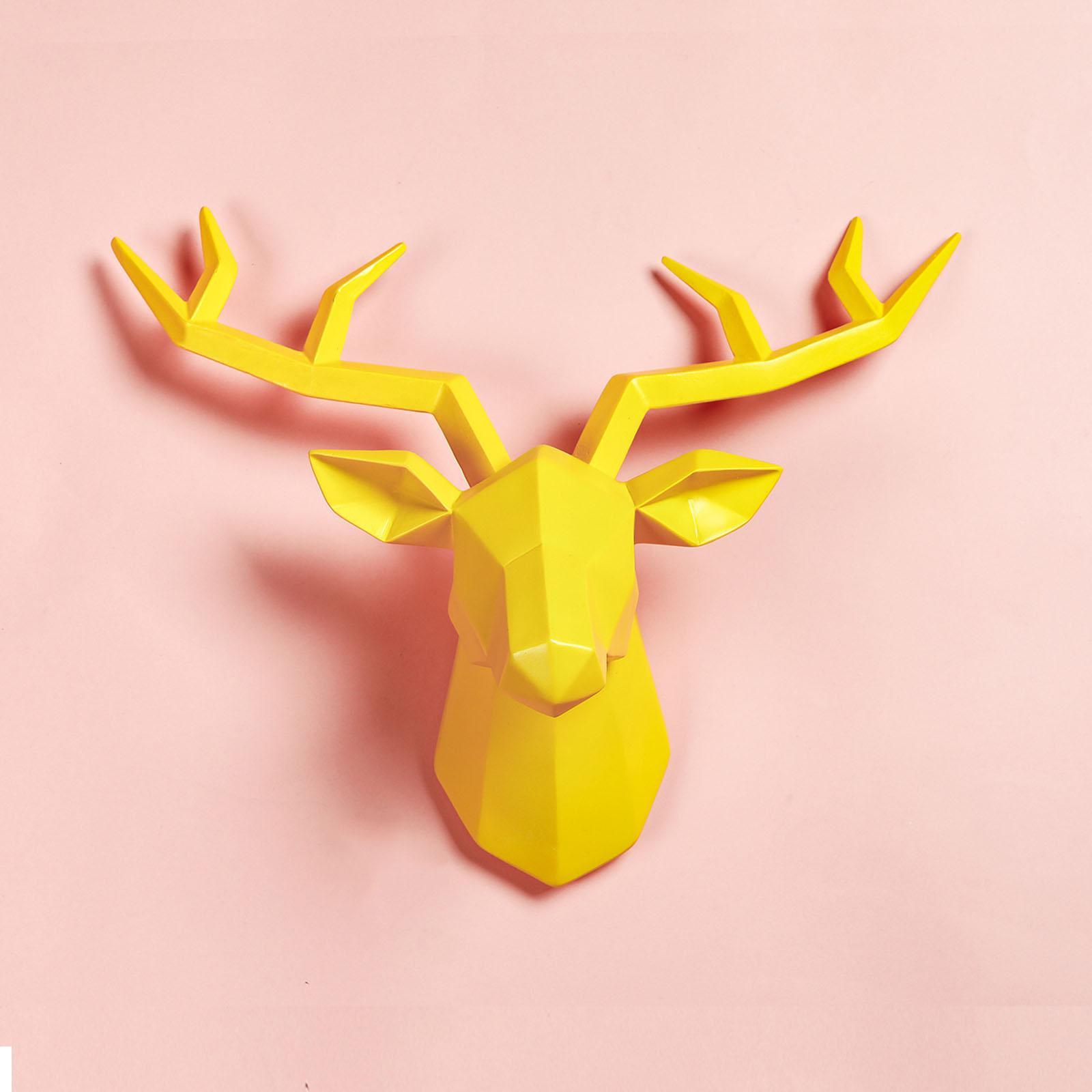 2x Resin Deer Head Sculpture Wall Mount Animal Statues Figurines Decor