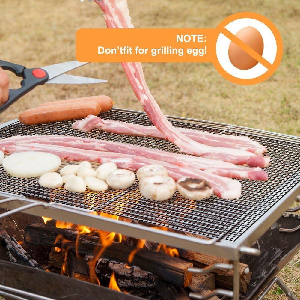 Thảm Nướng Chống Dính BBQ 3 Miếng - Tấm Nướng Chịu Nhiệt Vỉ Nướng Có Thể Tái Sử Dụng, Dành Cho BBQ Trong Nhà Và Ngoài Trời Màu Đen, 40 * 33Cm