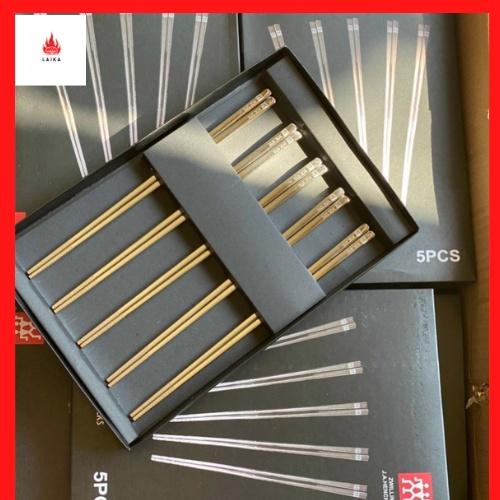 ĐŨA INOX CAO CẤP, HỘP SET 5 ĐÔI ĐŨA INOX Hãng Zwilling Của Đức Siêu Hót Hít