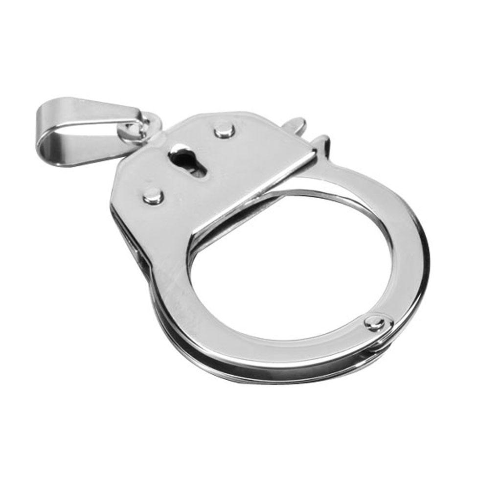 Punk Style Titanium Steel Handcuff Charm Pendant DIY Necklace Bag Love Couples
