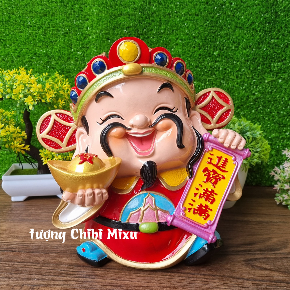 Tượng Thần Tài 22.5cm mẫu thỏi vàng Chiêu Tài Tấn Lộc