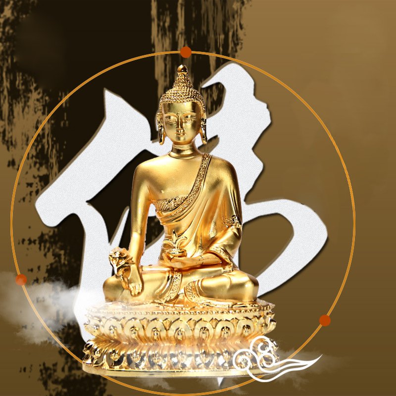 Tượng Phật Dược Sư bằng hợp kim mạ vàng C14