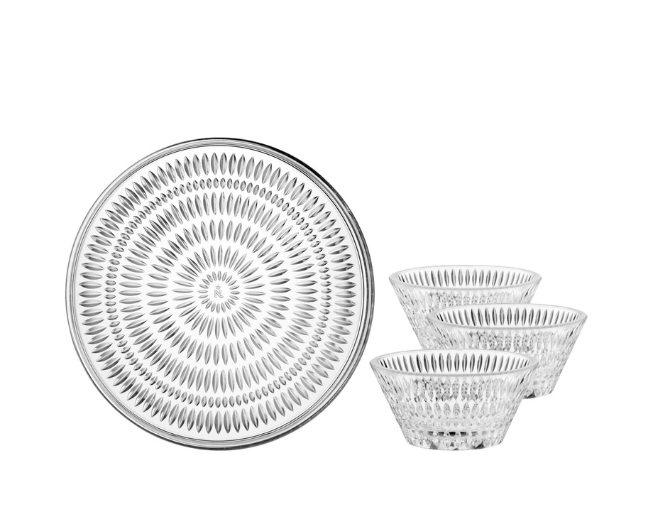 Bộ 3 chén và đĩa pha lê Nachtmann Ethno. Chính hãng Đức