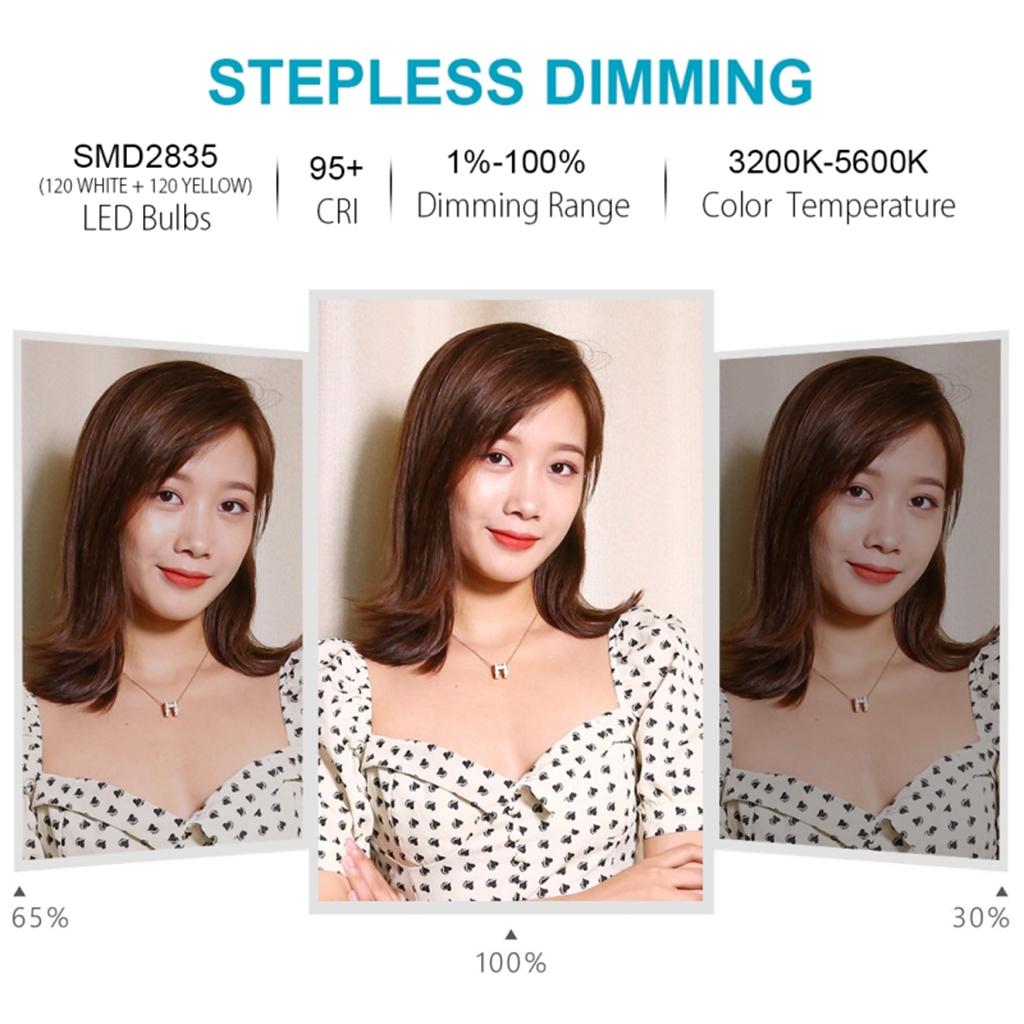 4.7"/6.2"/10.2" USB 3 Modes Dimmable Selfie Ring Light + Tripod Stand 3.14"-5.7" Makeup