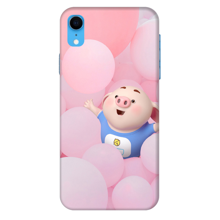 Ốp lưng nhựa cứng nhám dành cho iPhone XR in hình Heo Con Nghịch Bóng