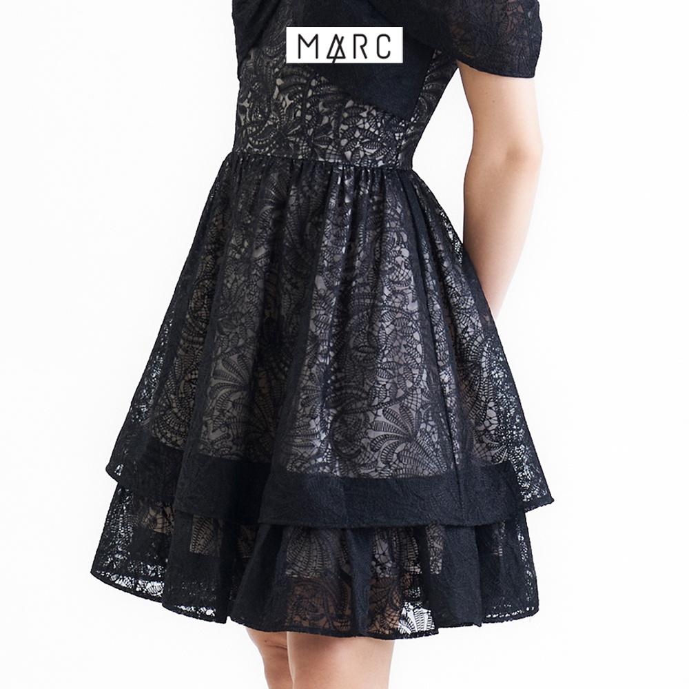 Đầm 2 dây nữ MARC FASHION trễ vai đắp ren ngực 2 tầng FANH102622