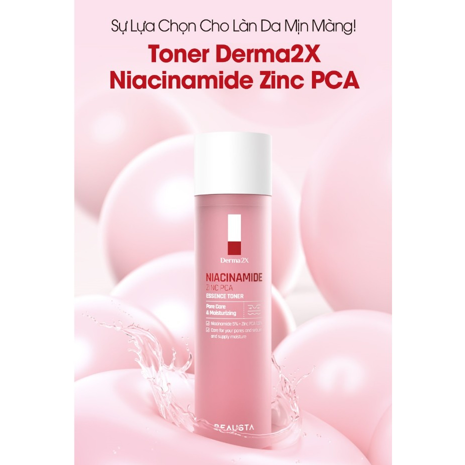 Nước Hoa Hồng Beausta Derma2X Niacinamide Zinc PCA Essence Toner 200ml