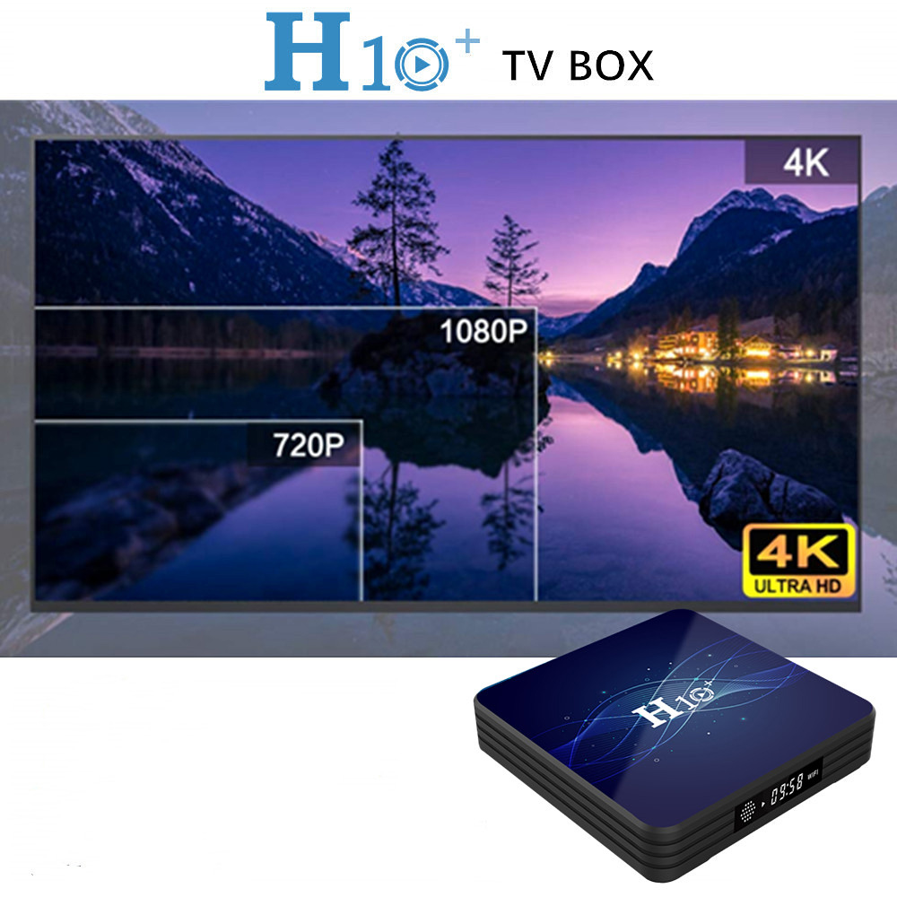 Hộp TV Box H10 Plus Android 9.0 4K trình phát HDR H.265 VP9 Quad-core 64 Bit băng tần kép EMMC 2.4G/5G