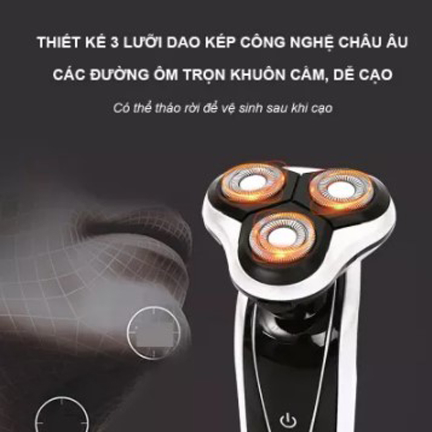 Máy cạo râu đa năng 4in1 SeaSy SS68 - Máy cạo râu cầm tay cao cấp thế hệ mới 2022 thiết kế bộ 3 lưỡi kép thông minh - Cạo râu, Tông đơ cắt tóc, Tỉa lông mũi, Rửa mặt, Sạc điện, Chống nước dành cho nam - Hàng Chính Hãng