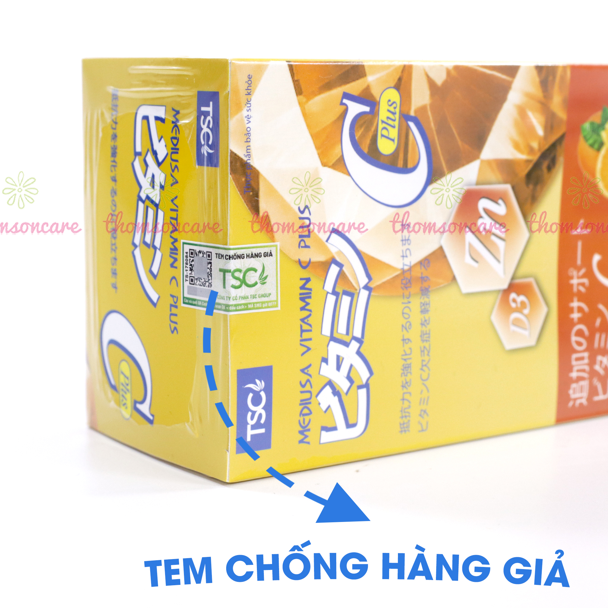 Vitamin C có kẽm Mediusa giúp trắng da, ngừa mụn, tăng đề kháng- Bổ sung vtm C - Hộp 60v Thomsoncare