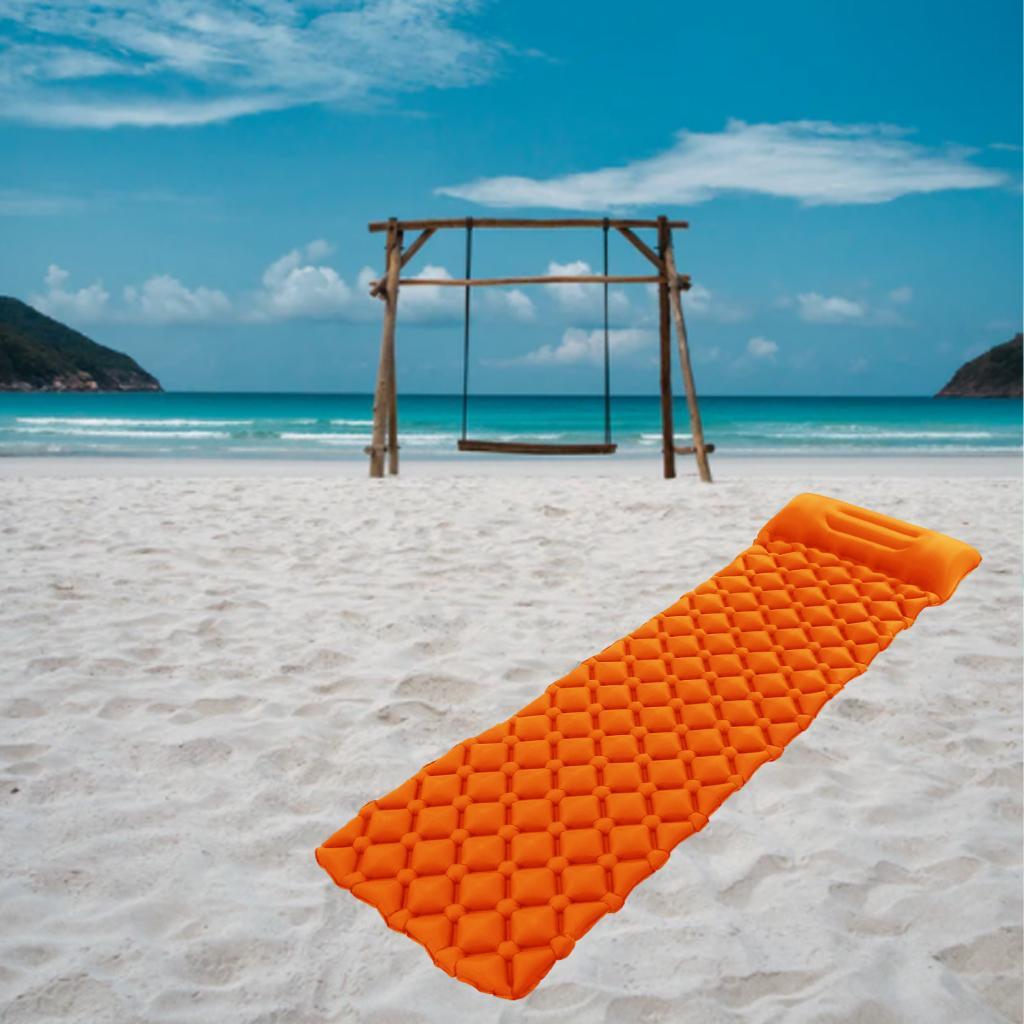 Compact Inflatable Camping Mattress Sleeping Pad with Pillow Nylon+TPU Trekking Travel Air Mat Camping Mat Air Mattress Waterproof Foldable Furniture